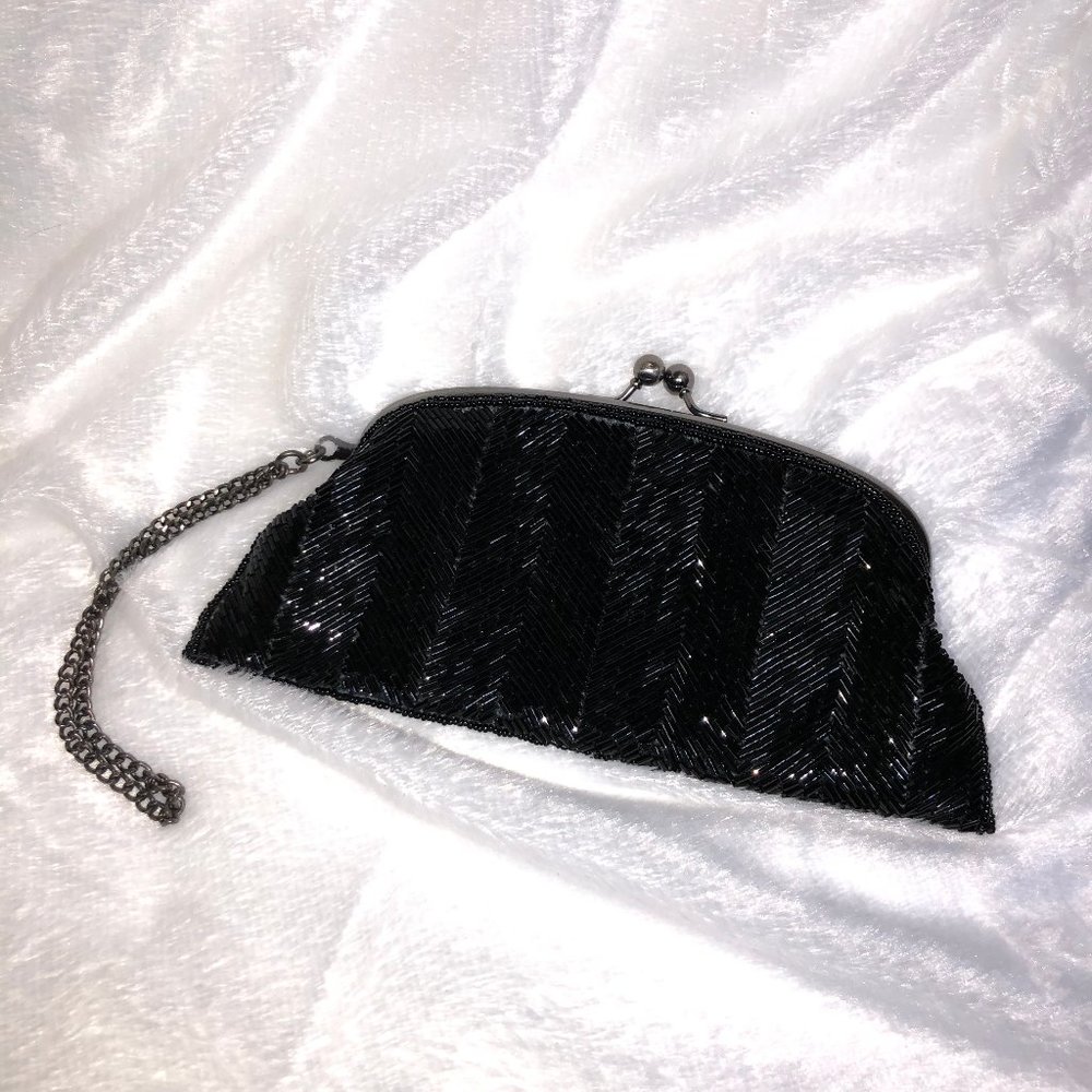 Black Beaded Clutch